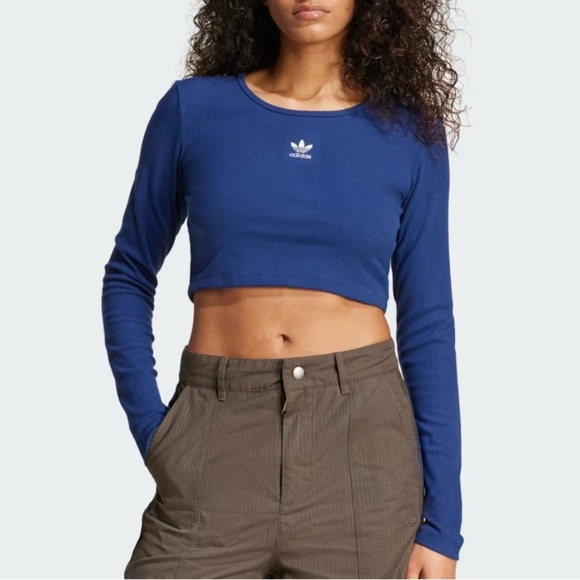 NEW Adidas Ribbed Crop Top - Picture 1 of 6